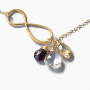 Large Infinity Birthstone Necklace / 1, 2, 3, 4, 5, 6 Gemstone Necklace, Mothers Necklace / Infinity Gemstone Necklace / Family Necklace