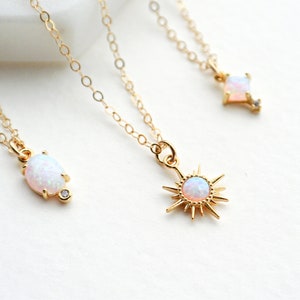 Opal Necklace, Gold Opal Necklace, Tiny October Birthstone, Layering Necklace, Star Opal Necklace, Delicate Gold Jewelry, Dainty Necklace