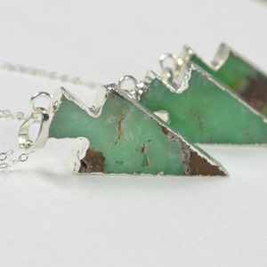 Chrysoprase Arrowhead Necklace, SILVER Long Necklace, Green Arrowhead Pendant, Silver Dipped Arrowhead Necklace, Chrysoprase Jewelry image 2