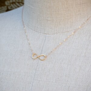 Infinity Necklace, Vermeil and 14K Gold Fill Infinity Pendant, Everyday jewelry, Layering Necklace, Bridesmaid Jewelry, Dainty tiny Necklac image 4