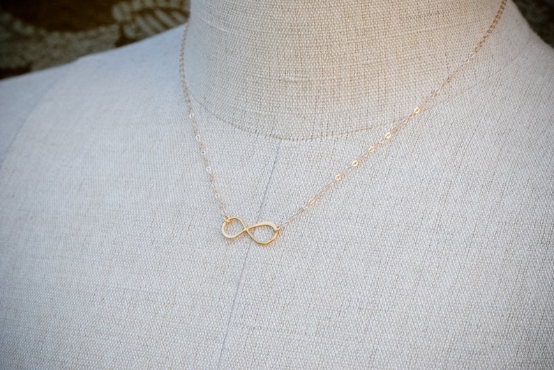 Infinity Necklace, Vermeil and 14K Gold Fill Infinity Pendant, Everyday jewelry, Layering Necklace, Bridesmaid Jewelry, Dainty tiny Necklac image 4