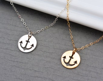 Cut out Anchor Charm Necklace // SILVER or GOLD Anchor Jewelry //  Navy Necklace //  Nautical Jewelry // Anchor Necklace // Bridesmaid Gift