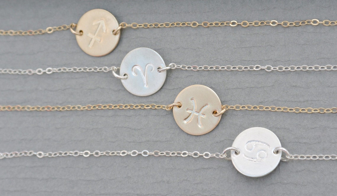 Zodiac Bracelet Gold Silver // Personalized Dainty Gold Etsy