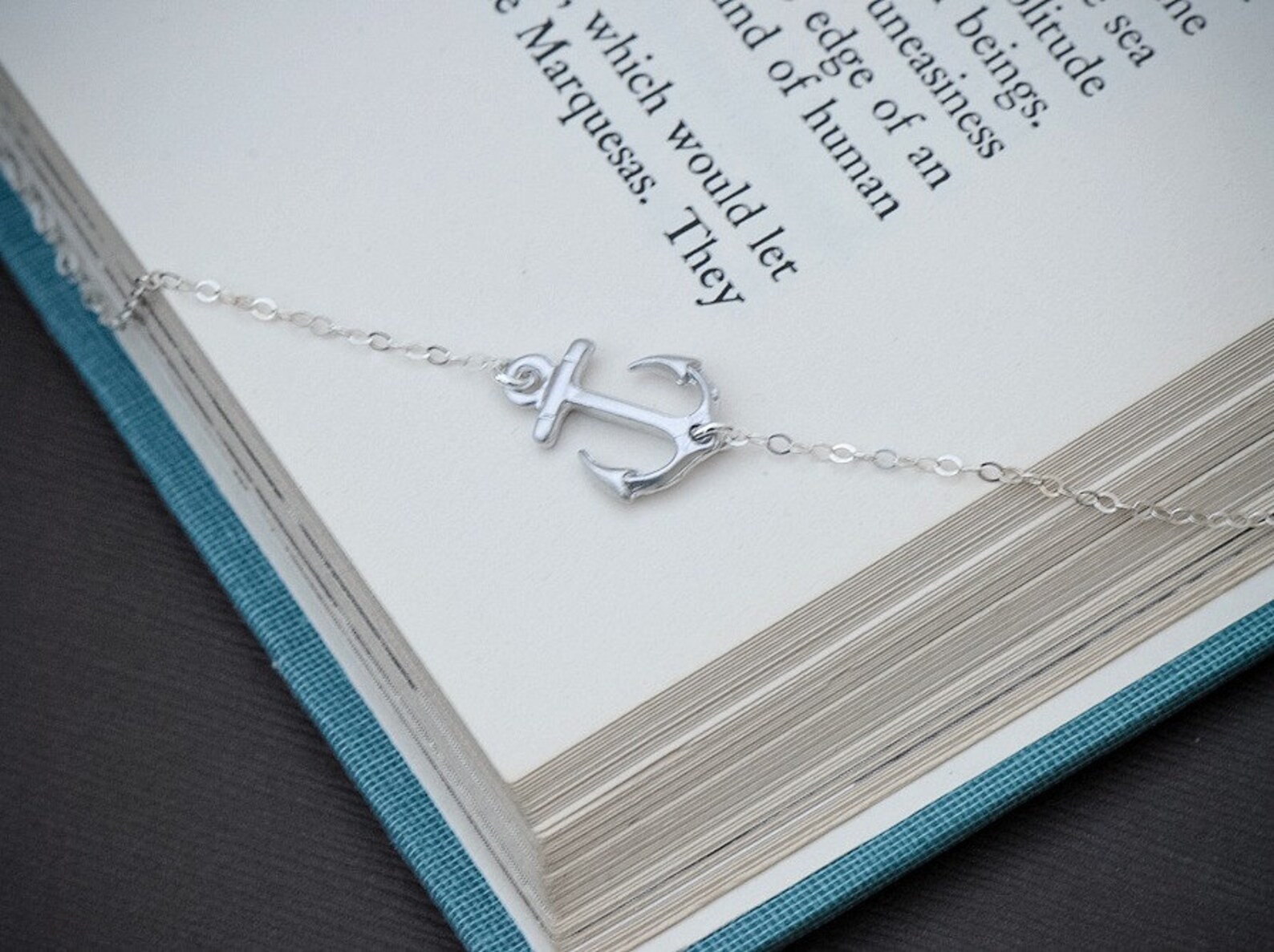 Sideways Anchor Necklace SILVER Anchor Jewelry Navy - Etsy