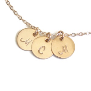 Initial Disc Necklace, Personalized Jewelry, Monogram Necklace, New Mom Wife Jewelry, Gifts For Her, 1 2 3 4 5 6 7 8 14k GOLD Fill Discs