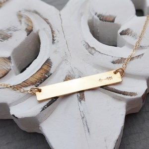 Bar Necklace, Nameplate Bar, Silver or Gold Name Necklace, Initial Bar, Mothers Day, Horizontal bar Pendant, Monogrammed bar, Gift for Her image 2