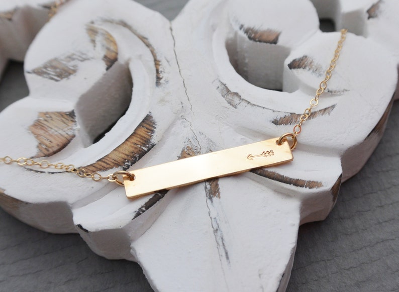 Bar Necklace, Nameplate Bar, Silver or Gold Name Necklace, Initial Bar, Mothers Day, Horizontal bar Pendant, Monogrammed bar, Gift for Her image 2