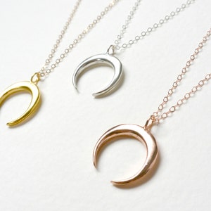 Double Horn Necklace, Gold Silver Rose Gold Horn Necklace, Layered Boho Necklace, Moon Necklace, Dainty Cresent Horn Necklace, Boho Jewelry