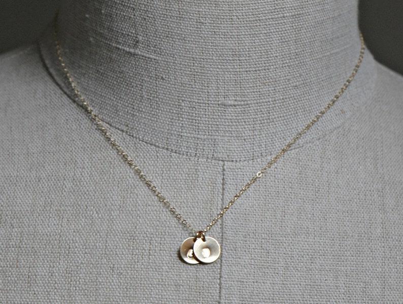 Hammered Gold Initial Disc Necklace, Custom 1 2 3 4 5 6 7 8 9 Initials Necklace, Couples Initial Jewelry, BFF Gift, Mothers Jewelry, Family image 6