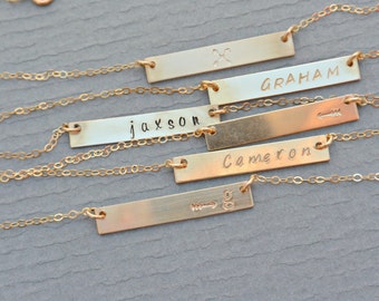 Personalized Bar Necklace , Nameplate Necklace , Bar Necklace, Nameplate Bar Necklace, New Mom Necklace, Couple's Necklace, Best Friend Gift