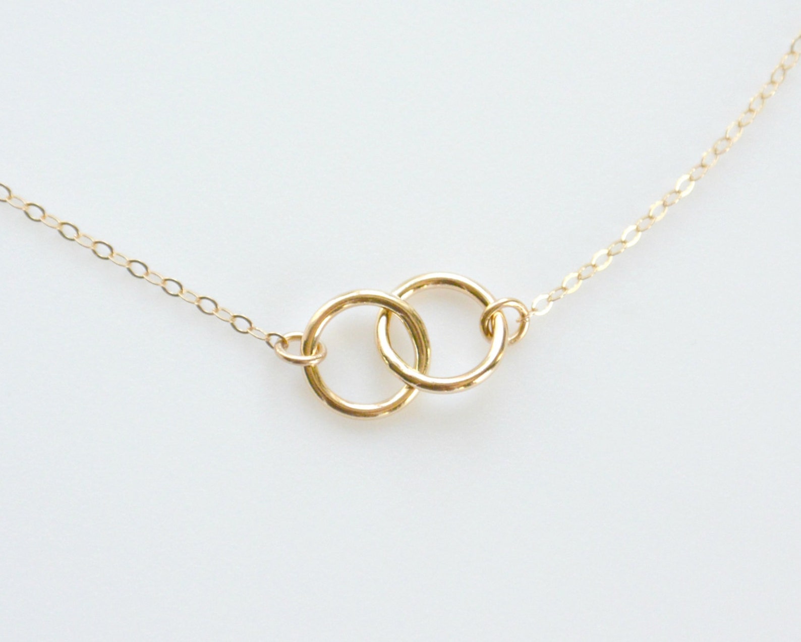 Gold Circle Necklace Connected Circle Necklace 14k Gold Etsy