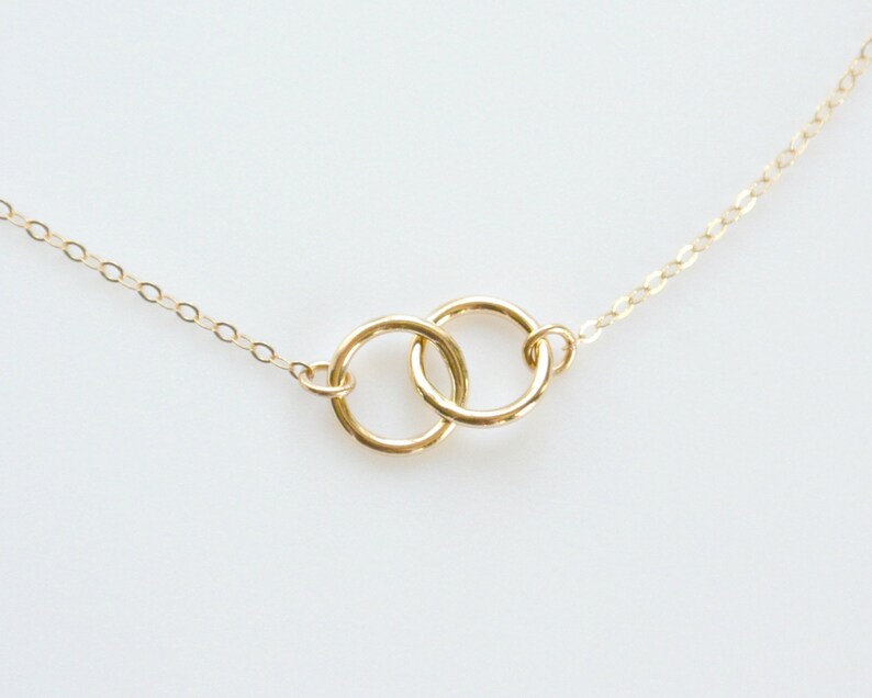 Gold Circle Necklace, Connected Circle Necklace, 14k Gold Filled Interlocking Rings Necklace, Bridesmaid Necklace Gift Idea, Infinity Circle image 4