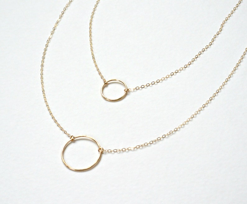 Large or Small Circle Ring Necklace Gold Circle Necklace Gold Karma Necklace Delicate Gold Circle Jewelry Everyday Layering Set