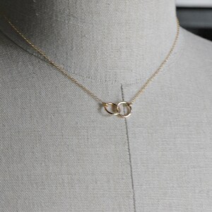 Gold Circle Necklace, Connected Circle Necklace, 14k Gold Filled Interlocking Rings Necklace, Bridesmaid Necklace Gift Idea, Infinity Circle image 3