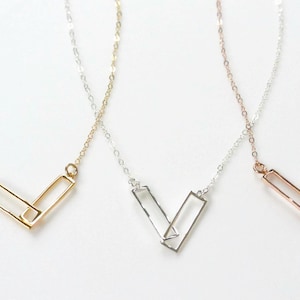 Interlocking Rectangle Rings Necklace, Linked Necklace, Gold, Silver, Rose Gold, Couples Jewelry, Best Friends Necklace, Girlfriend Necklace
