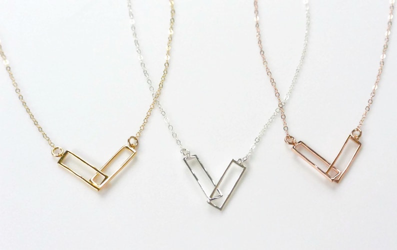 Interlocking Rectangle Rings Necklace Linked Necklace Gold - Etsy