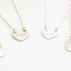 Personalized Heart Necklace, Initial Heart Necklace, 14k Gold Fill or Sterling Silver Necklace, BFF Necklace, Valentine&#39;s  day gift, Couples