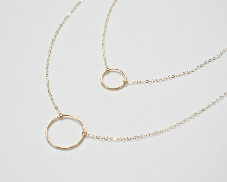 Large or Small Circle Ring Necklace Gold Circle Necklace Gold Karma Necklace Delicate Gold Circle Jewelry Everyday Layering Set