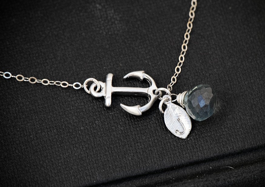 Personalized Sideways Anchor Necklace SILVER Anchor Jewelry - Etsy