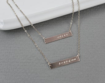 SILVER Nameplate Double Strand Necklace, Two Bar Necklace, Personalized Bar Layering Necklace, Personalized Jewelry, Family Mothers Necklace