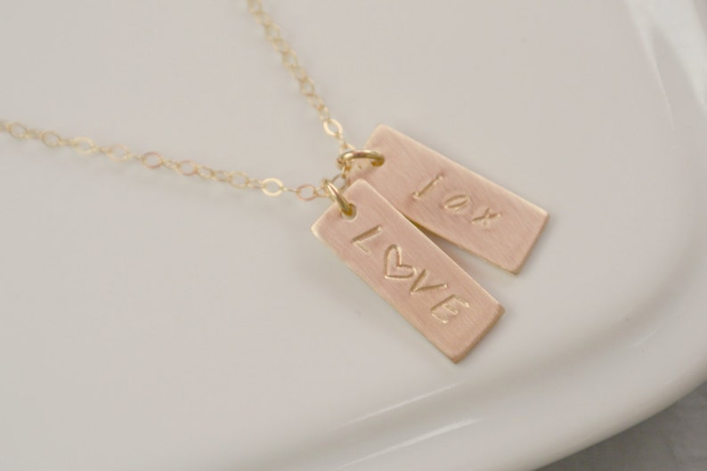 GOLD Personalized Initial Tag Necklace Personalized Jewelry Etsy