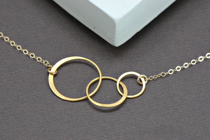 Interlocking Circles Necklace 14k Gold Filled Mother and Children, Family, Couples, Wife, Sisters, Lovers image 1