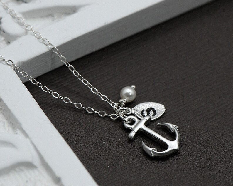 Anchor Necklace Silver Custom Personalized Anchor Necklace Etsy