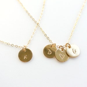 Personalized Initial Disc Necklace, 1 2 3 4 5 6 7 8 Initial Discs Necklace Personalized Jewelry, 14k GOLD Fill, Monogram Necklace image 1