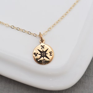 GOLD or Silver Compass necklace, Graduation Necklace, Best Friends Necklace, Travelers Necklace,  Friendship Necklace, Tiny Compass charm