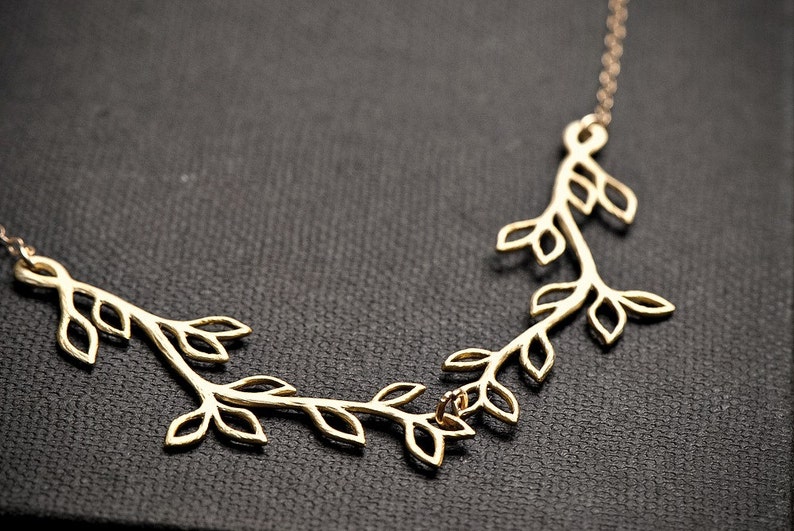 Silver or Gold Olive Branch Necklace, V shaped Necklace, Simple Everyday Jewelry, Bridesmaid Jewelry, Branch Jewelry, Family Necklace image 4