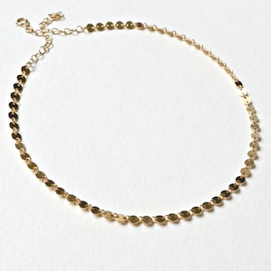 Disc Choker, Gold Coin Choker, Gold Choker Necklace, Tattoo Choker, Dainty Gold Necklace Choker, 14k Gold Filled or Sterling Silver