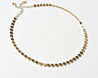 Disc Choker, Gold Coin Choker, Gold Choker Necklace, Tattoo Choker, Dainty Gold Necklace Choker, 14k Gold Filled or Sterling Silver