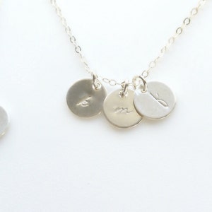 Initial Disc Necklace Silver Disc Necklace, New Mom, Sterling Silver Disc, Personalized Gift For Her, Custom Engraved Personalized Jewelry image 1