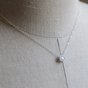 Tiny Circle Necklace Cubic Zirconia in Sterling Silver Bezel Necklace Simple Elegant Gift, Bridesmaids Jewelry image 5