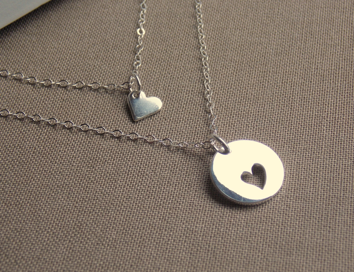 Mother Daughter Necklace Set Heart Cutout Sterling Silver - Etsy