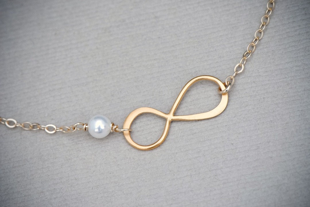 Pearl Infinity Infinity Pearl Bracelet, Gold Pearl Infinity Pendant, Wedding Jewelry ...