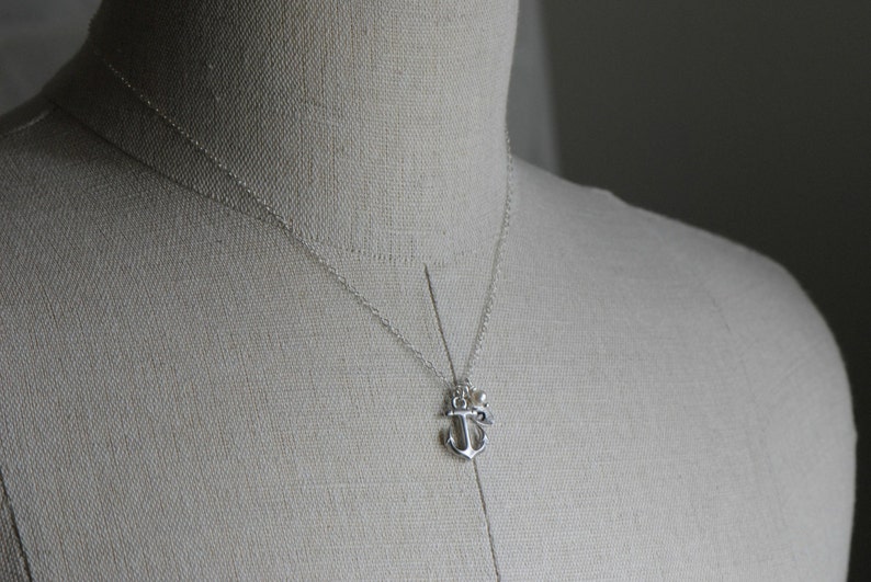 Anchor Necklace Silver, Custom Personalized Anchor Necklace, Bridesmaid Jewelry, Nautical Theme, Navy Sailors Anchor, Bridesmaid Gift Idea image 4