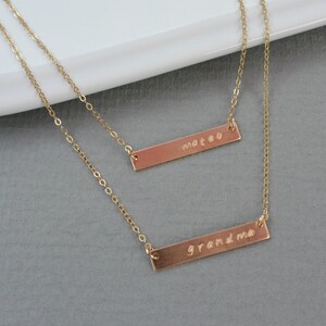 Two Personalized GOLD Bar Necklaces,  Name Necklace Set of Two, Layering Necklace Set, Bar initial Necklace, Monogram Nameplate Jewelry