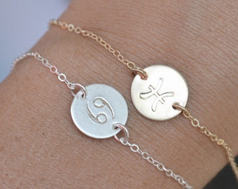 Zodiac Bracelet Gold Silver  // Personalized Dainty Gold Bracelet Astrology // Horoscope Gold Bracelet // Scorpio Aries Cancer