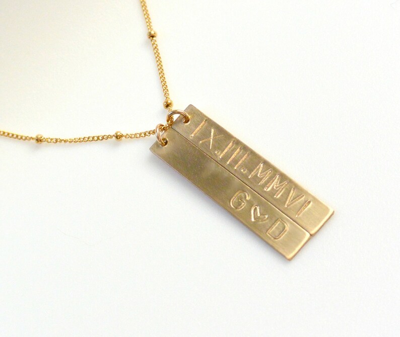Vertical Gold Bar Necklace Personalized Name Necklace Etsy