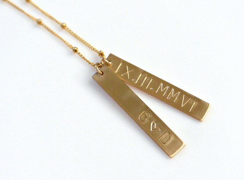 Vertical Gold Bar Necklace Personalized Name Necklace Etsy