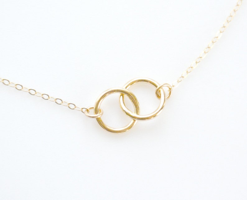 Gold Circle Necklace, Connected Circle Necklace, 14k Gold Filled Interlocking Rings Necklace, Bridesmaid Necklace Gift Idea, Infinity Circle image 1