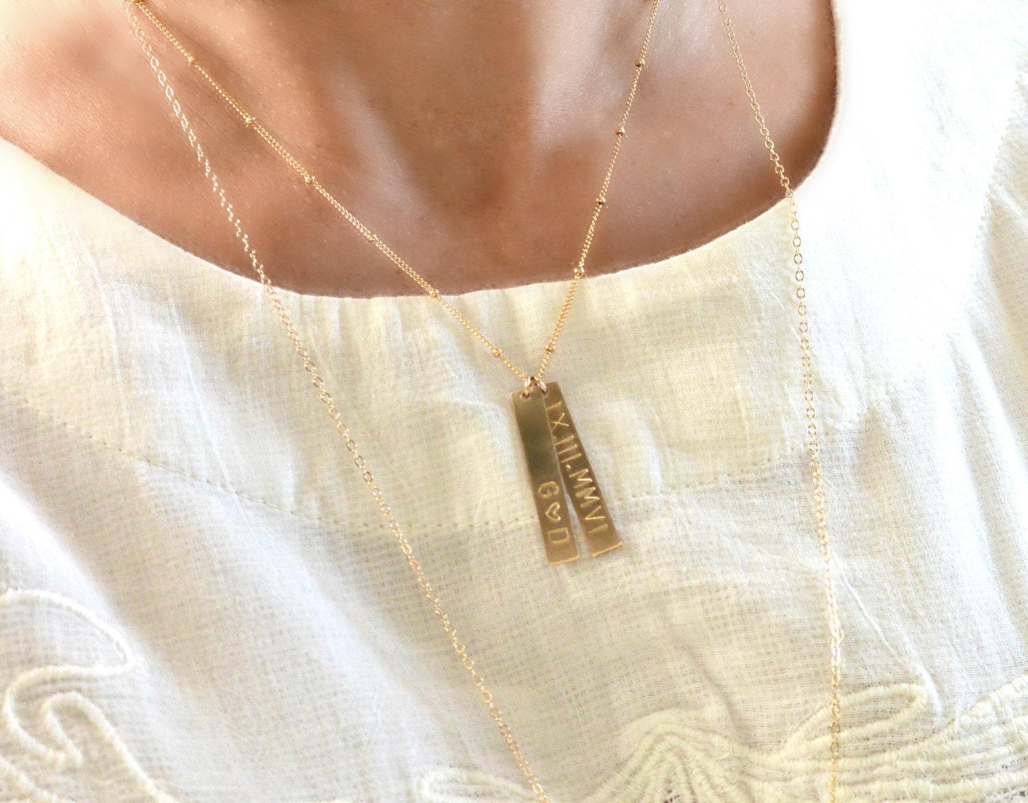 Vertical Gold Bar Necklace Personalized Name Necklace Etsy