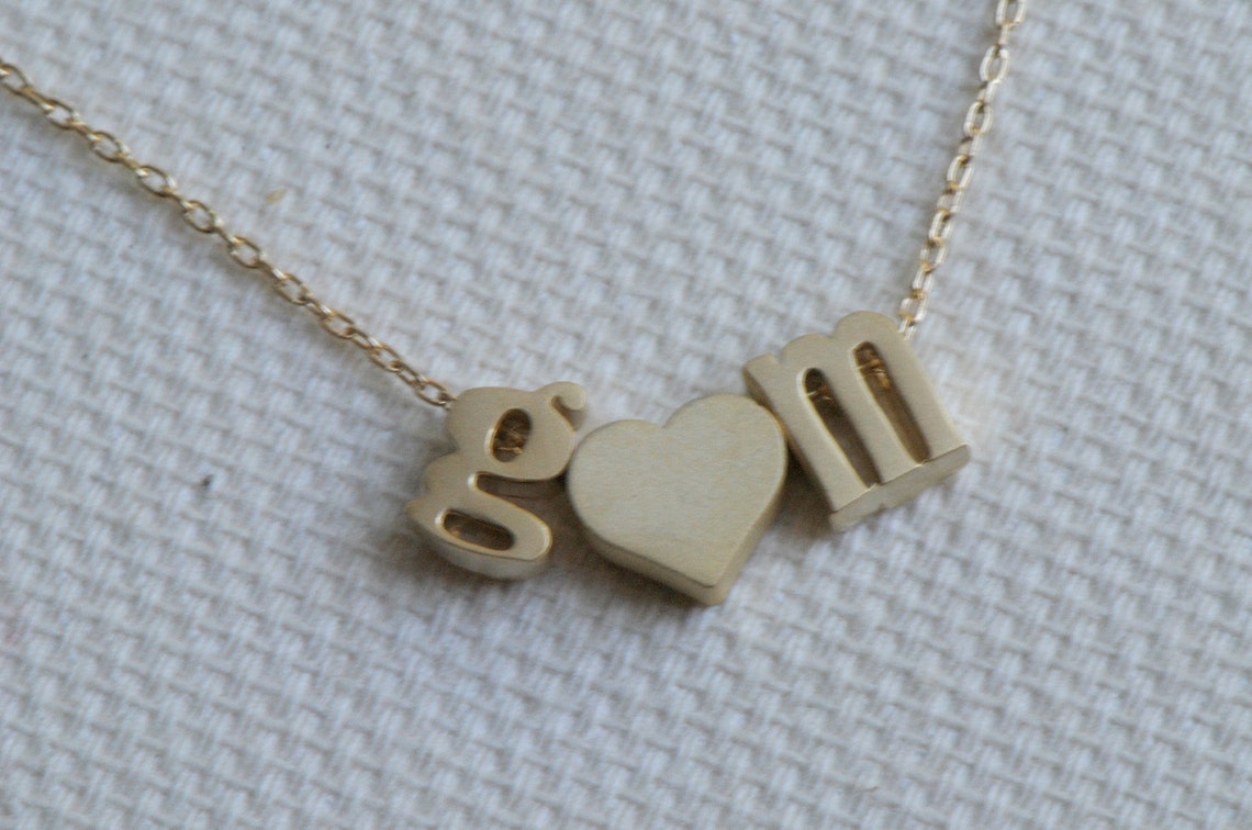 Three Initial Necklace GOLD Personalized Jewelry Monogram Etsy