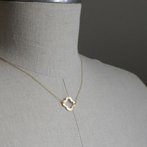 Gold Clover Necklace, Layering Necklace, Bridesmaid Gifts, Clover Jewelry, Four Leaf Clover Necklace, Lucky Necklace, Simple Necklace image 7