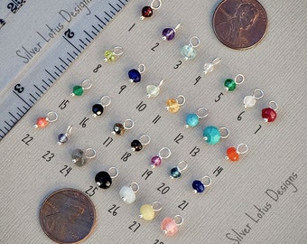 Add a Birthstone Tiny Rondelle Gemstone Sterling Silver or 14k Gold Filled Wire Wrapped Birthstone Gemstone for Necklace, Bracelet, Earring