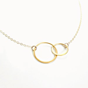 Sisters Necklace, Infinity Circles Necklace, Birthday Gift, Double Rings, Best Friend Necklace, Couple Necklace, Gift for Her, 14k Gold Fill image 1