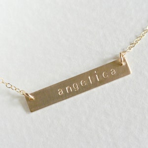 Personalized Bar Necklace, Customized Name Necklace, Silver or Gold Name Plate Necklace, Personalized Jewelry, Initial Bar Necklace image 1