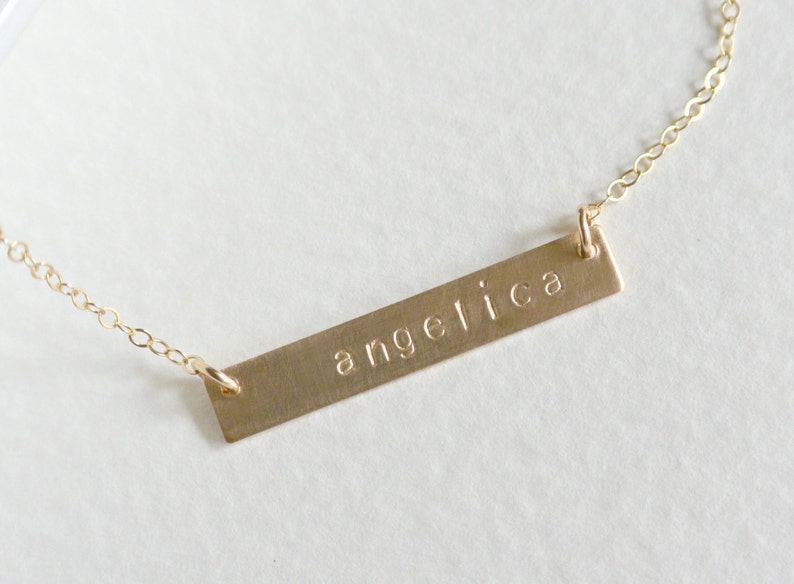 Personalized Bar Necklace, Customized Name Necklace, Silver or Gold Name Plate Necklace, Personalized Jewelry, Initial Bar Necklace image 1