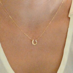 TINY Horseshoe Necklace/ Silver 14k Gold Rose Gold Lucky Horseshoe Equestrian Jewelry/ Layering Necklace/ Dainty Everyday Minimal Jewelry image 3